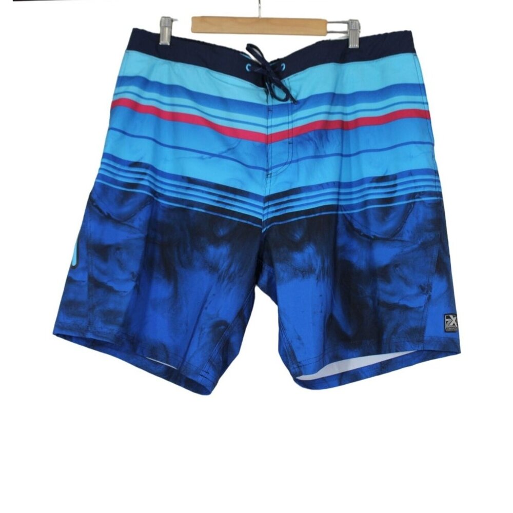 ZeroXposur men's 9"‎ UPF 50+ lined striped swim trunks shorts XXL